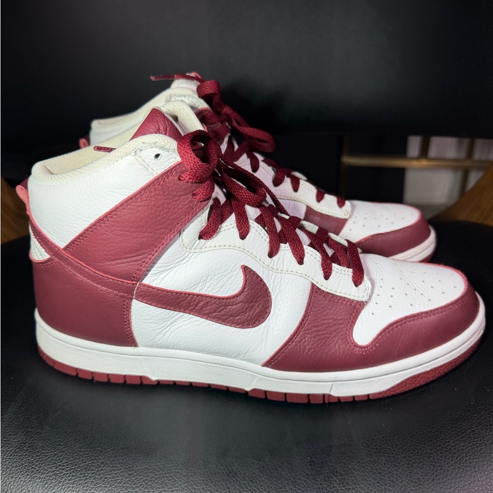 Nike Leather Dunk High By You Maroon White DV2273-900 Men’s Size 10 like new!